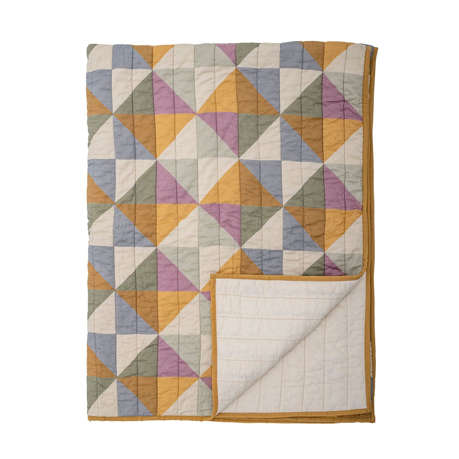 Bloomingville Crewe Quilt, Yellow, Cotton OEKO-TEX® - vivahabitat.com