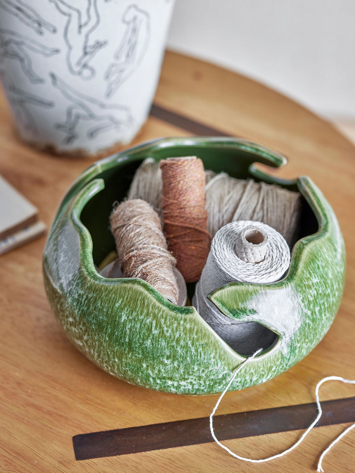 Bloomingville Leonas Deco Bowl, Green, Stoneware - vivahabitat.com