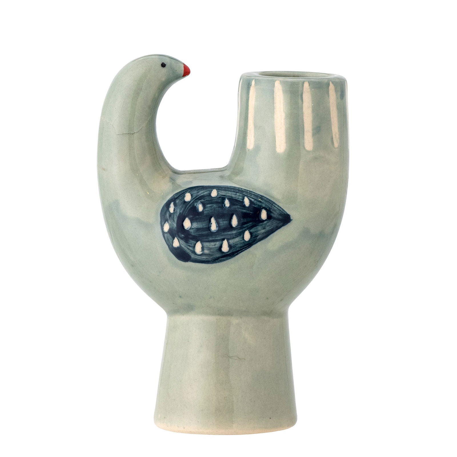 Bloomingville Trudy Candle Holder, Blue, Stoneware - vivahabitat.com