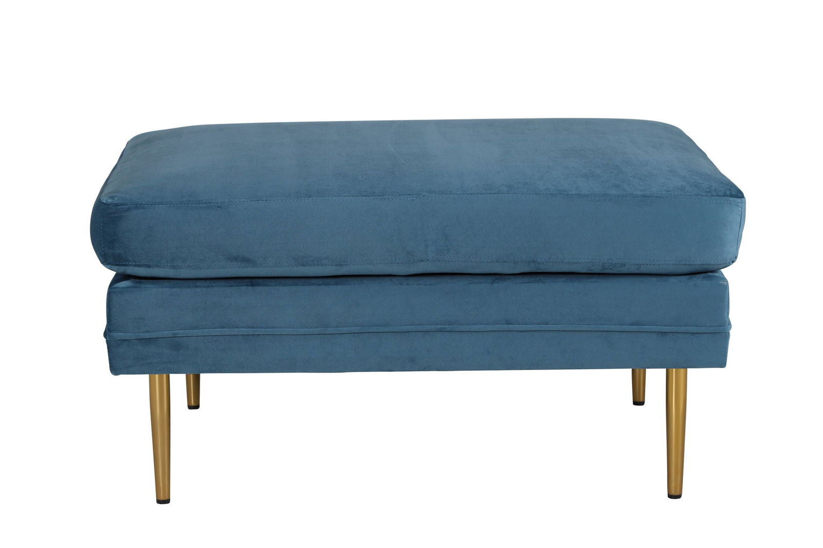 Venture Home Boom Ottoman - Brass / Blue Velvet - vivahabitat.com