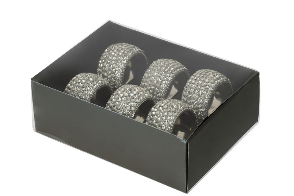 Box Of 6 Service Ring Diamond Aluminium Silver - vivahabitat.com
