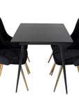 Venture Home Silar Extention Table - Black Melamine / Black Legs+Velvet Deluxe Dining Chair - Black / Brass_4 - vivahabitat.com