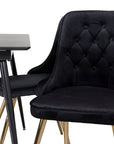 Venture Home Silar Extention Table - Black Melamine / Black Legs+Velvet Deluxe Dining Chair - Black / Brass_4 - vivahabitat.com