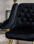 Venture Home Silar Extention Table - Black Melamine / Black Legs+Velvet Deluxe Dining Chair - Black / Brass_4 - vivahabitat.com