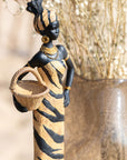 African Woman Zebra Poly Black/Brown Large Assortment Of 2 - vivahabitat.com