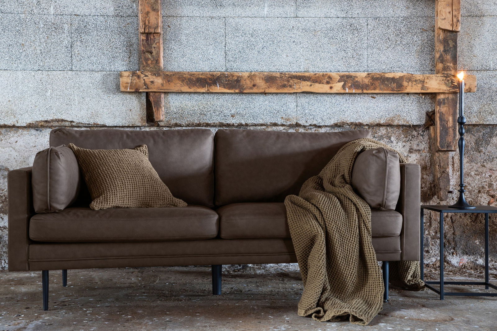 Venture Home Boom Sofa - Black / Brown Microfibre - vivahabitat.com