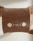 Buckle Cushion Cowhide pattern brown white - vivahabitat.com