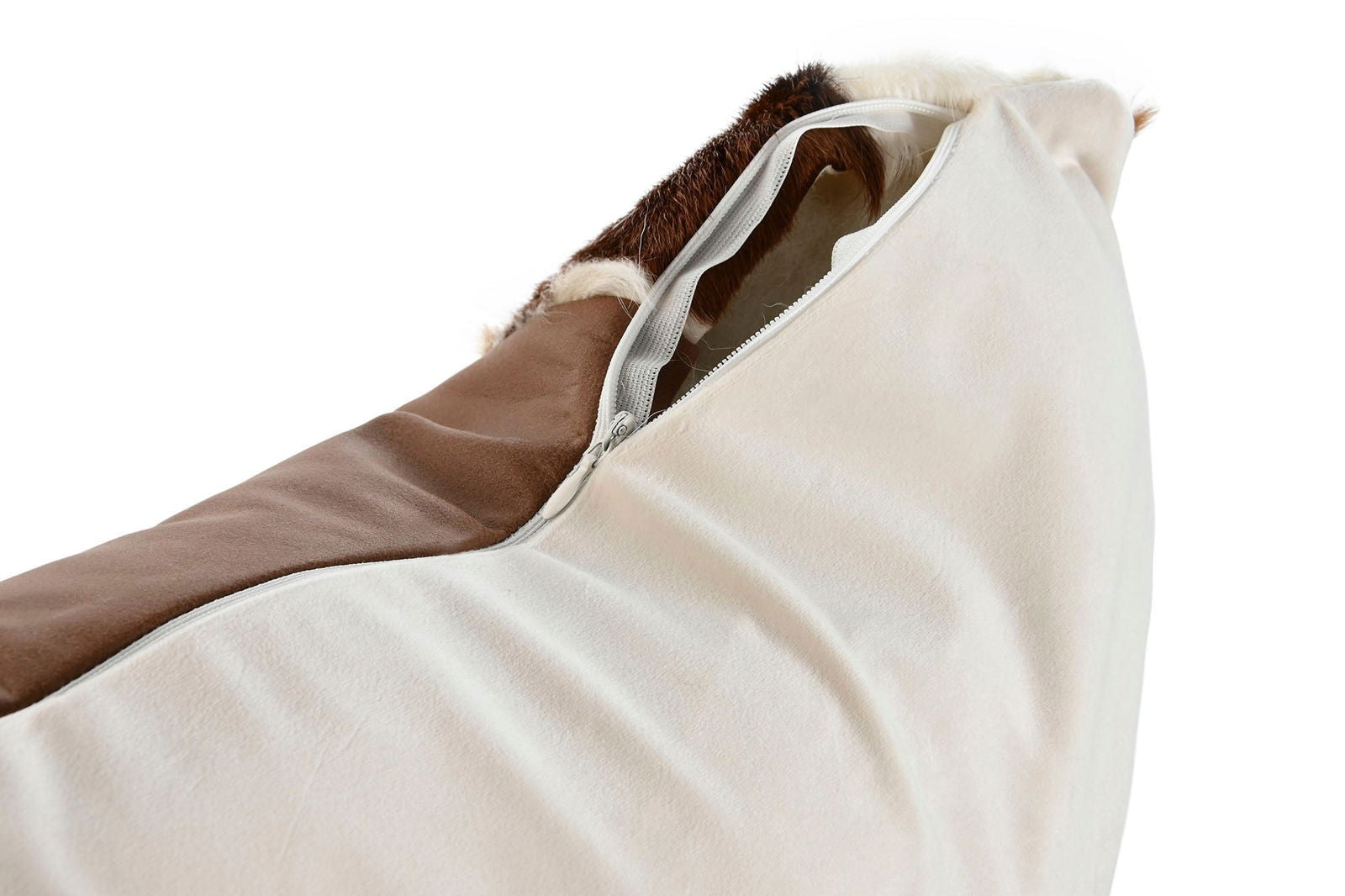 Buckle Cushion Cowhide pattern brown white - vivahabitat.com