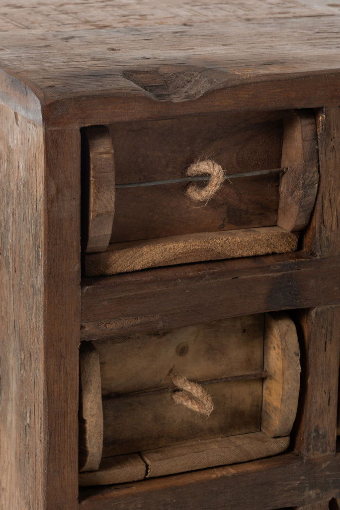 Cabinet 12Drawers Rough Recycled Wood Brown - vivahabitat.com