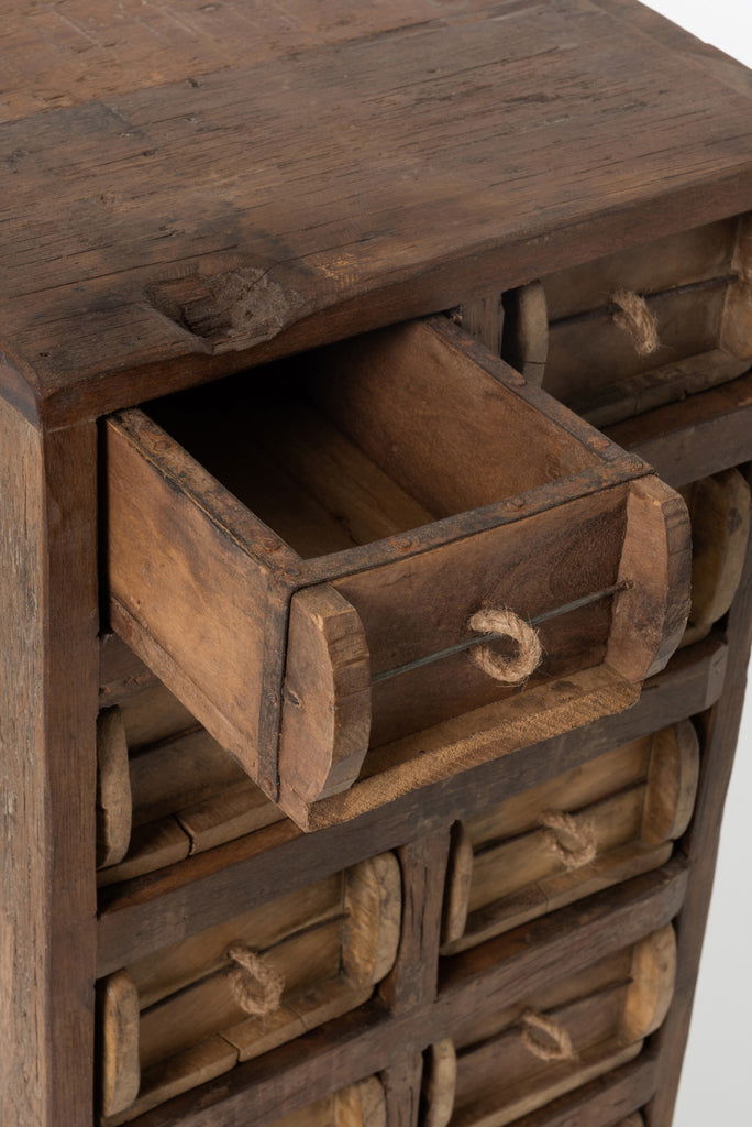 Cabinet 12Drawers Rough Recycled Wood Brown - vivahabitat.com