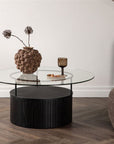 Bovall Coffee Table - Black / Clear glass ⌀90 - vivahabitat.com