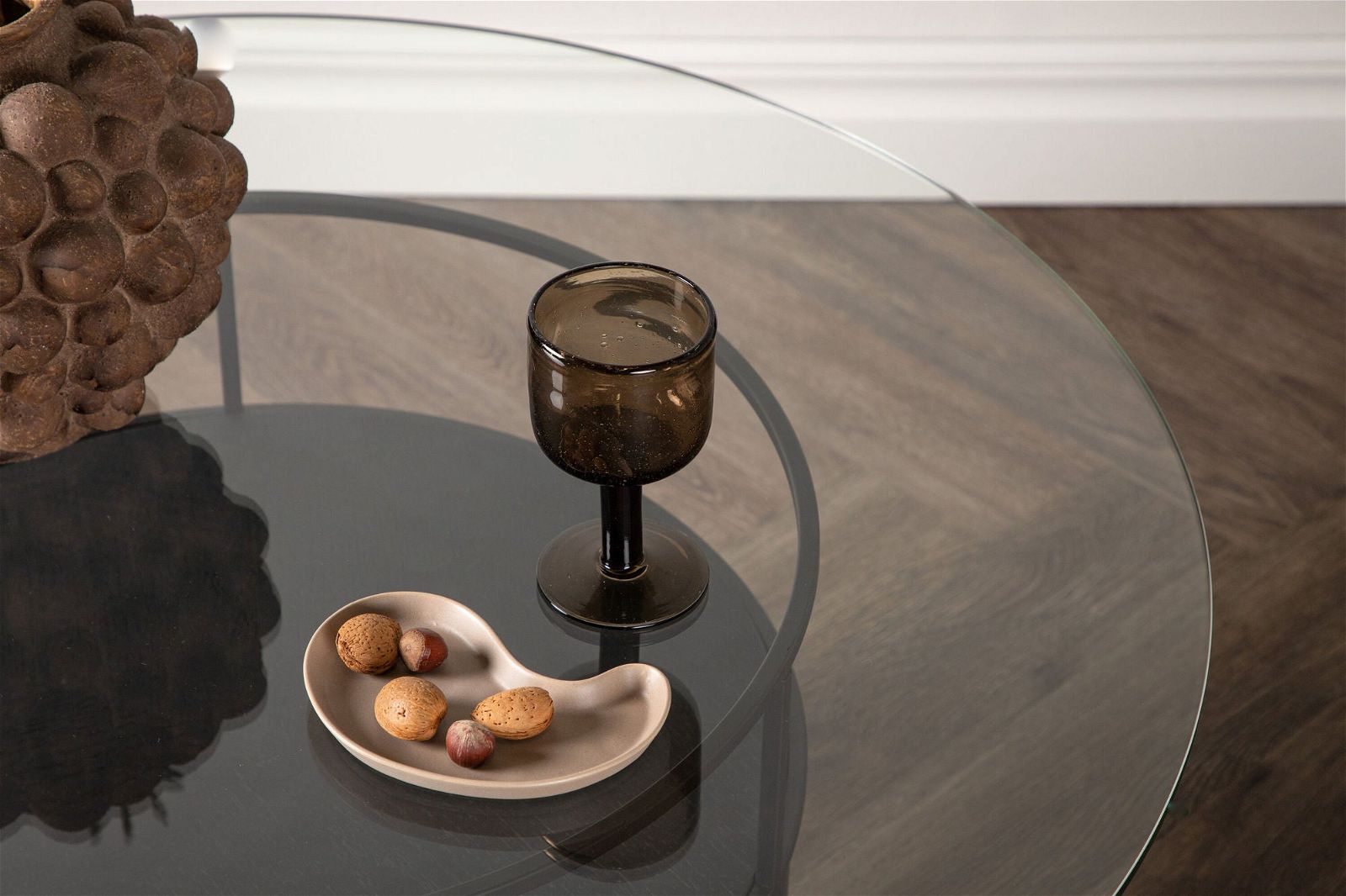 Bovall Coffee Table - Black / Clear glass ⌀90 - vivahabitat.com