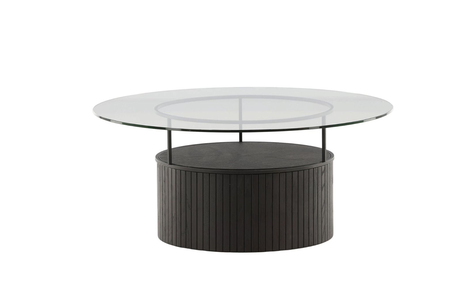 Bovall Coffee Table - Black / Clear glass ⌀90 - vivahabitat.com