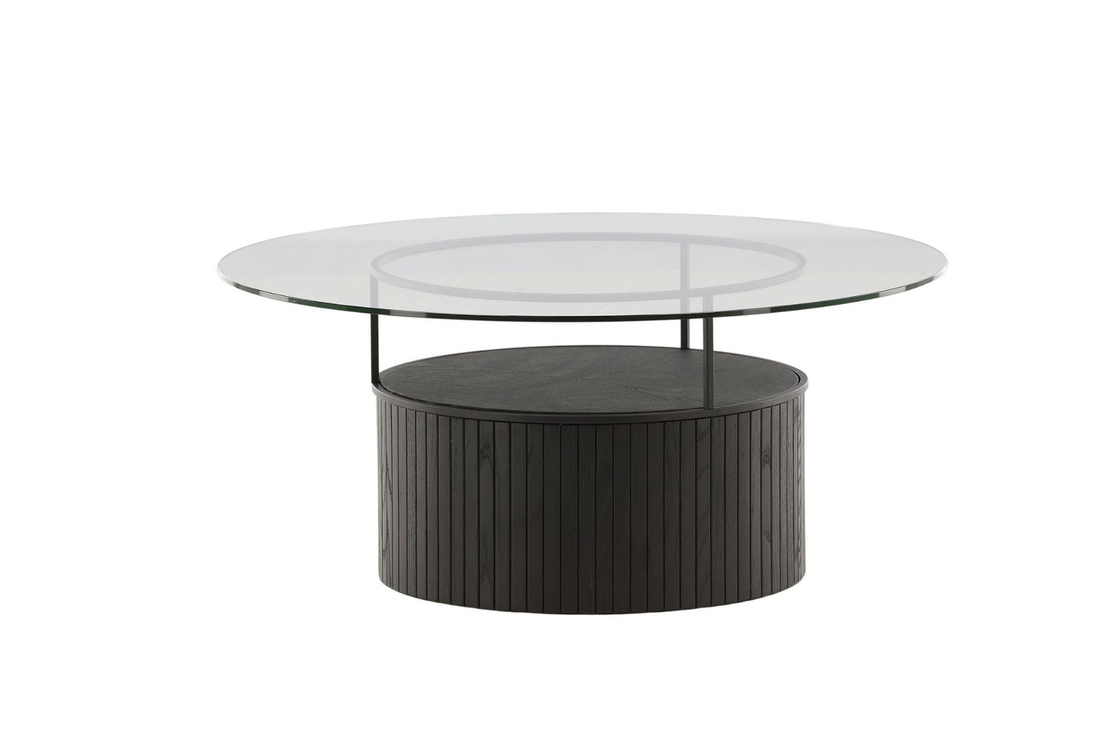 Bovall Coffee Table - Black / Clear glass ⌀90 - vivahabitat.com