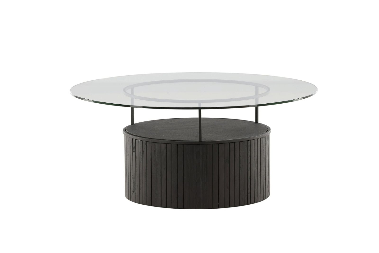 Bovall Coffee Table - Black / Clear glass ⌀90 - vivahabitat.com