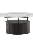 Bovall Coffee Table - Black / Clear glass ⌀90 - vivahabitat.com