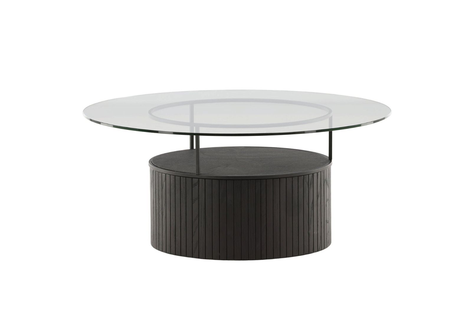 Bovall Coffee Table - Black / Clear glass ⌀90 - vivahabitat.com