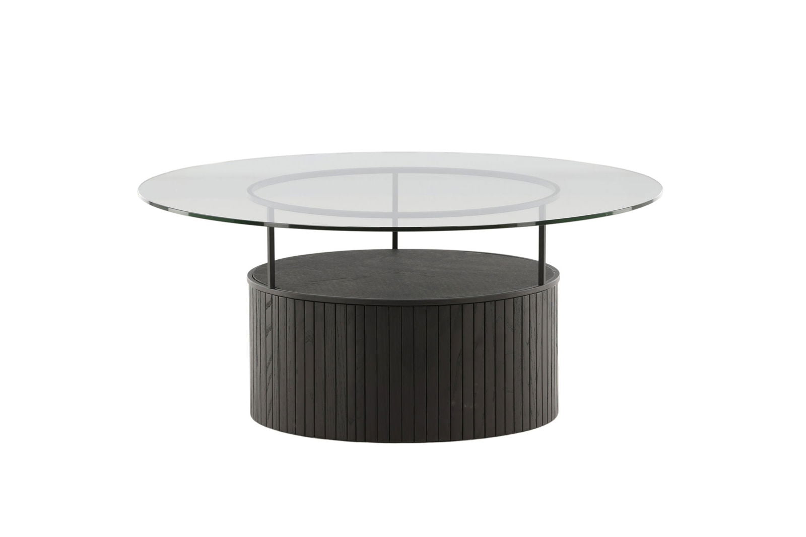 Bovall Coffee Table - Black / Clear glass ⌀90 - vivahabitat.com