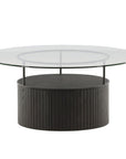 Bovall Coffee Table - Black / Clear glass ⌀90 - vivahabitat.com