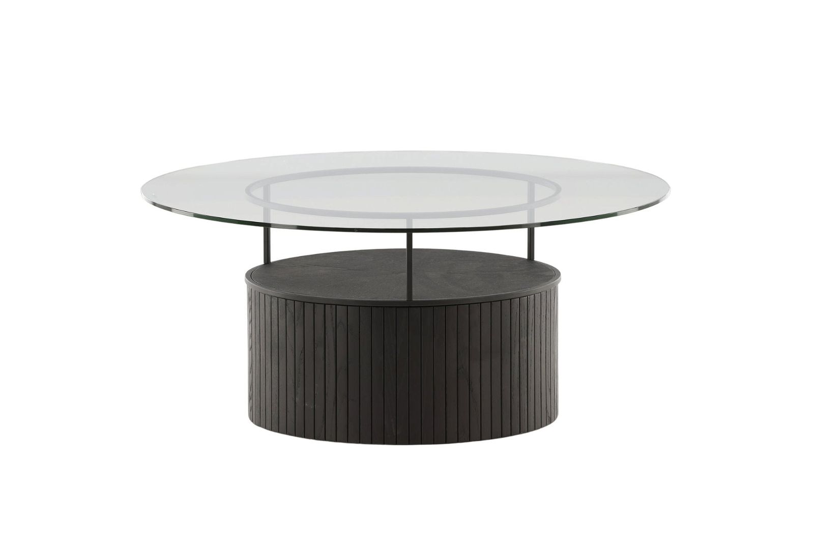 Bovall Coffee Table - Black / Clear glass ⌀90 - vivahabitat.com