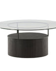 Bovall Coffee Table - Black / Clear glass ⌀90 - vivahabitat.com