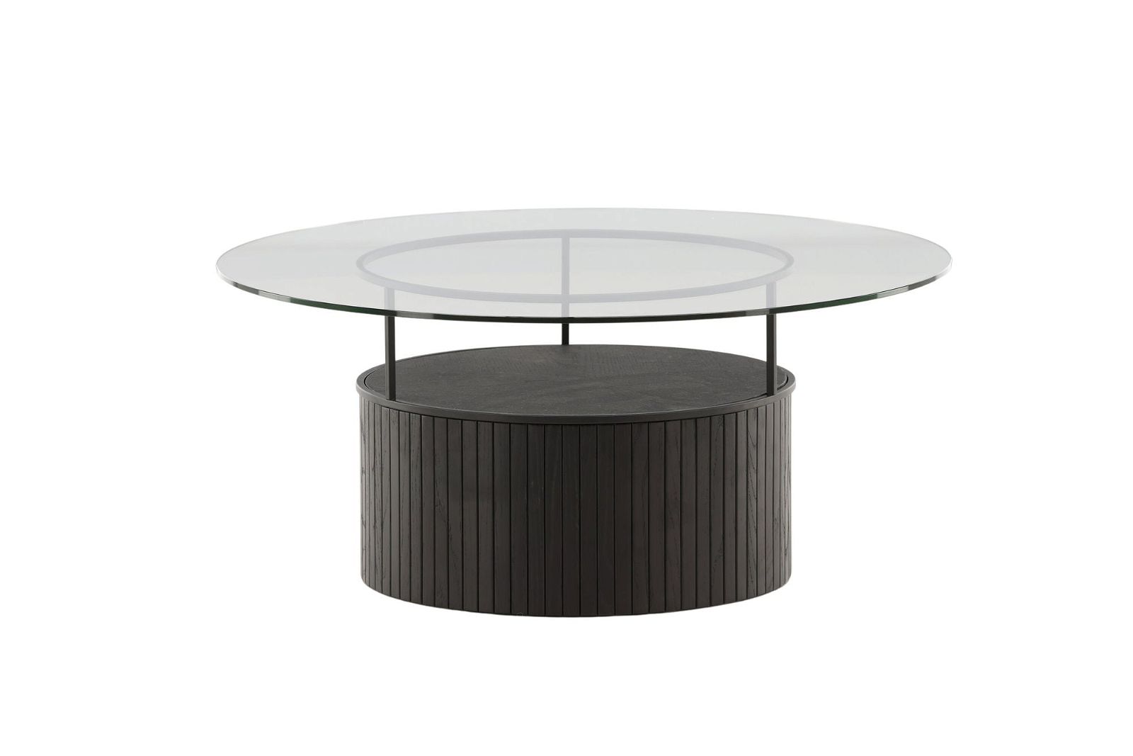 Bovall Coffee Table - Black / Clear glass ⌀90 - vivahabitat.com