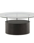 Bovall Coffee Table - Black / Clear glass ⌀90 - vivahabitat.com