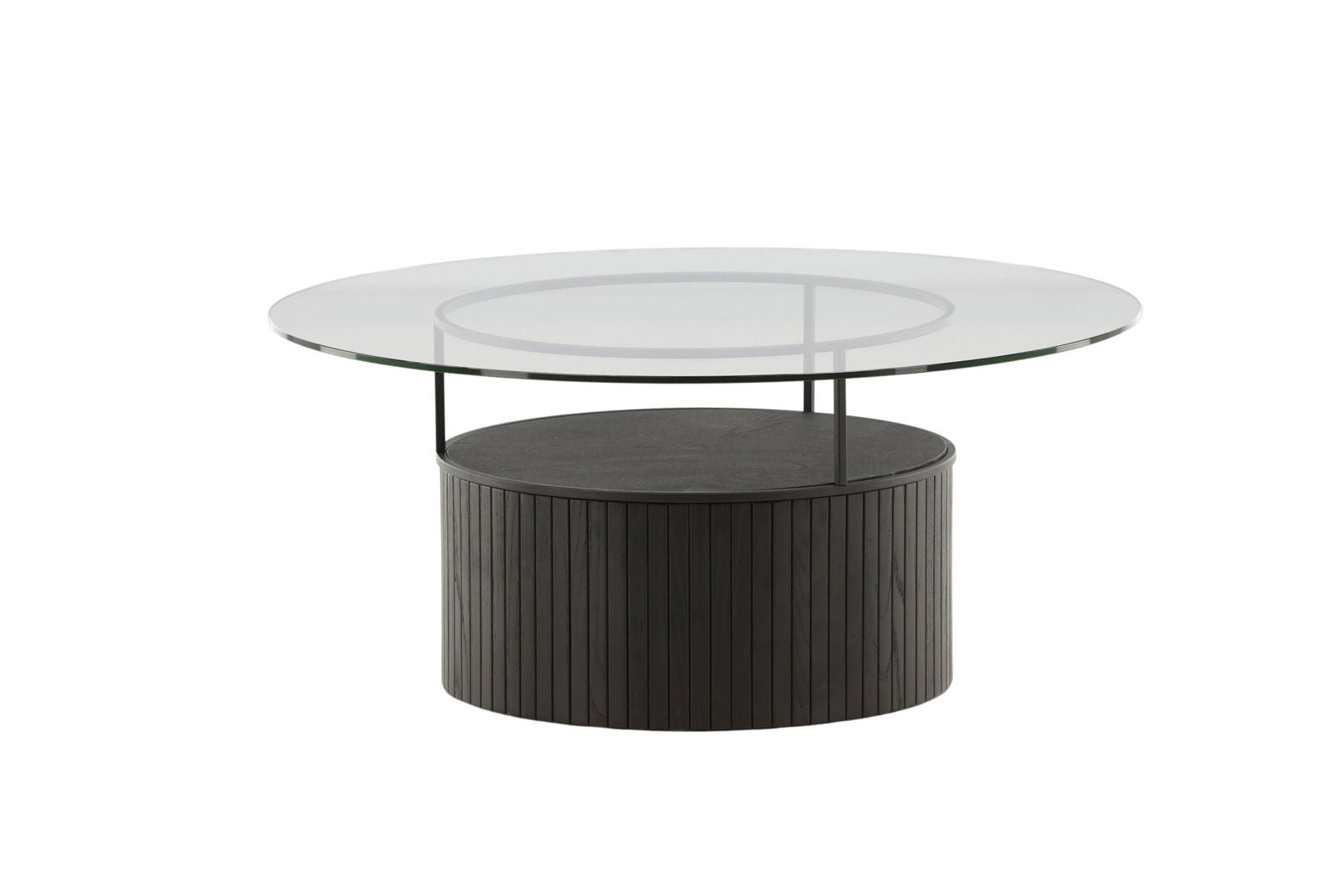 Bovall Coffee Table - Black / Clear glass ⌀90 - vivahabitat.com