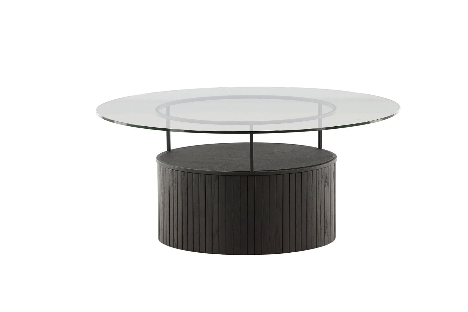 Bovall Coffee Table - Black / Clear glass ⌀90 - vivahabitat.com