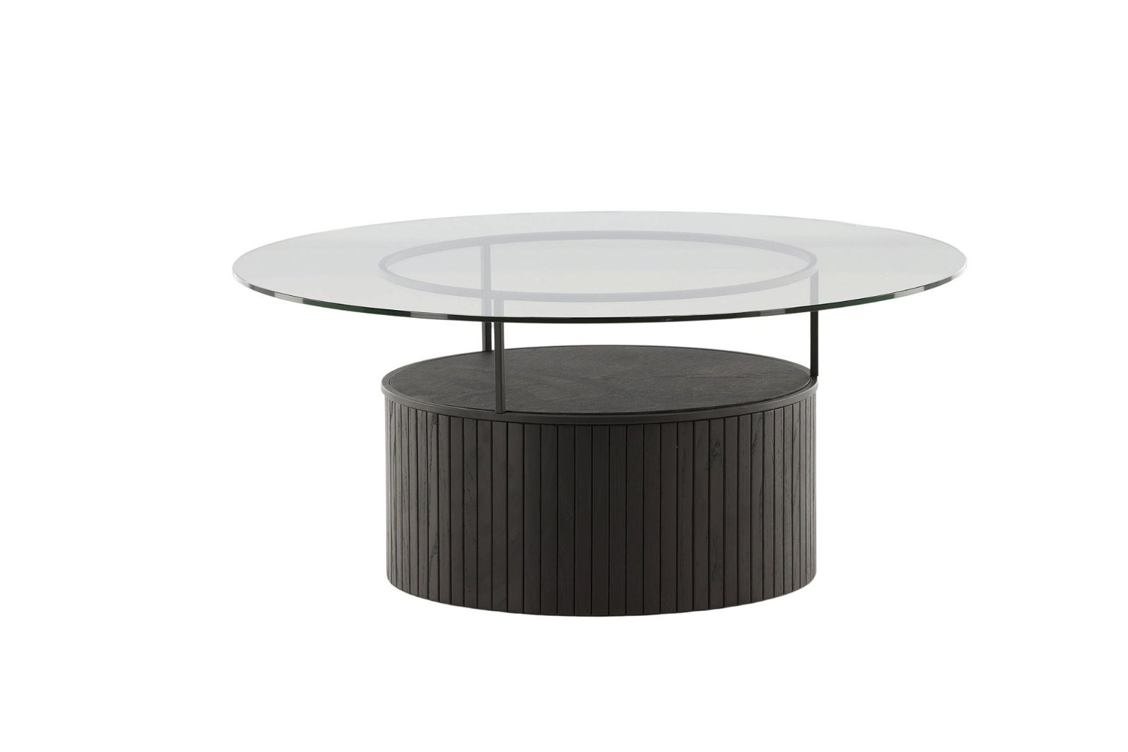 Bovall Coffee Table - Black / Clear glass ⌀90 - vivahabitat.com