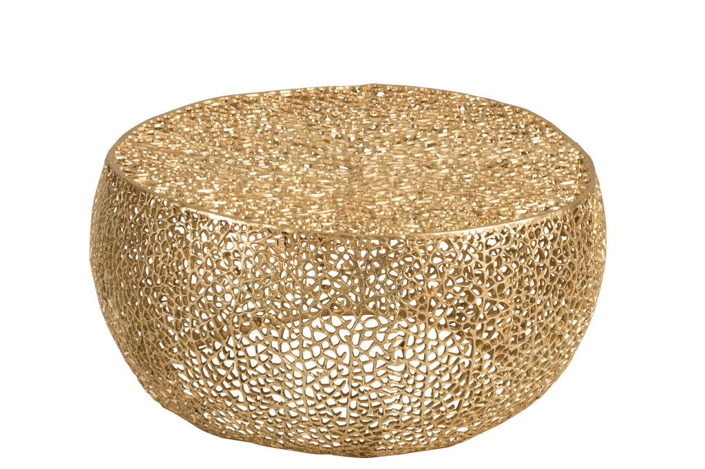 Coffee Table Round Coral Pattern Aluminium Gold - vivahabitat.com