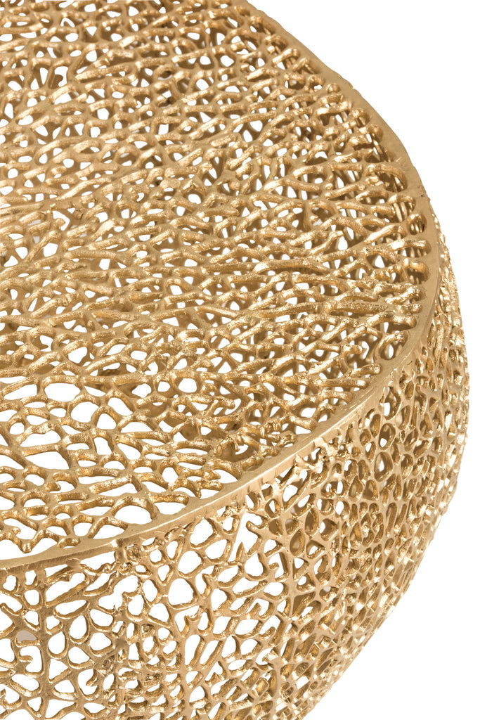 Coffee Table Round Coral Pattern Aluminium Gold - vivahabitat.com