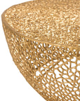 Coffee Table Round Low Coral Pattern Aluminium Gold - vivahabitat.com