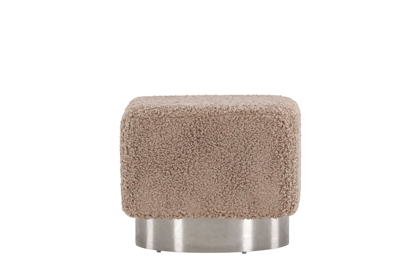 Venture Home Newton Ottoman/Pouf - Silver / Dark Grey Teddy - vivahabitat.com