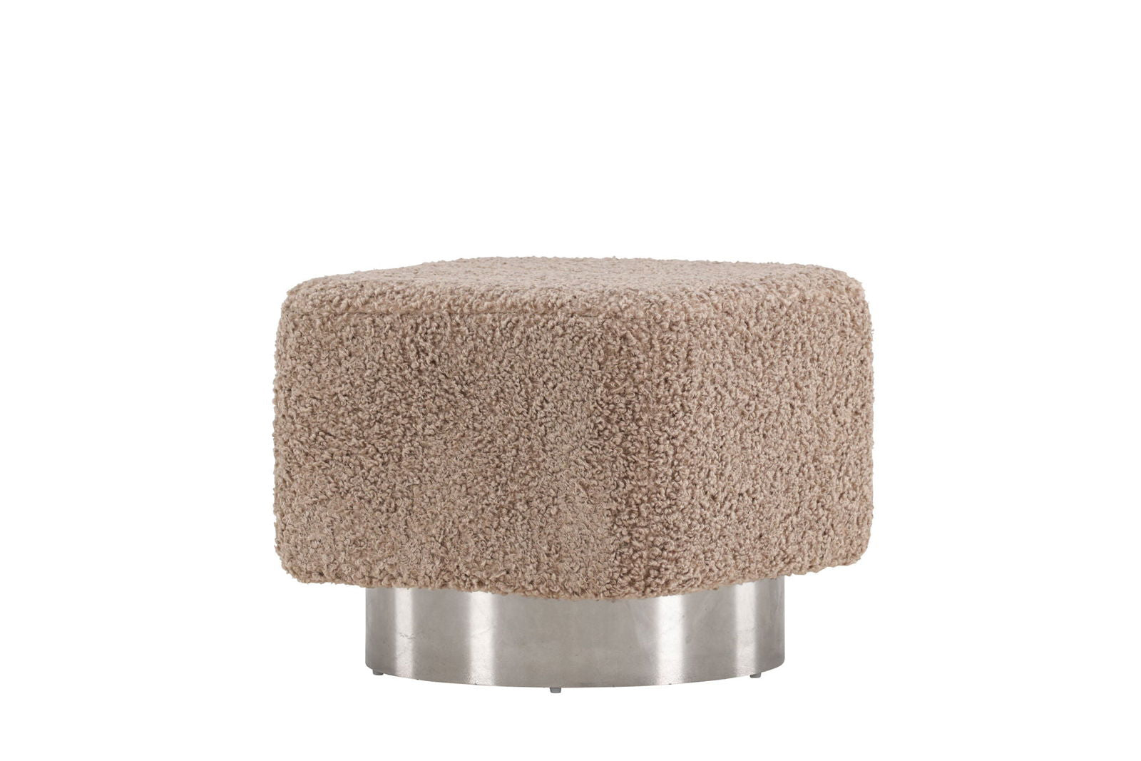 Venture Home Newton Ottoman/Pouf - Silver / Dark Grey Teddy - vivahabitat.com