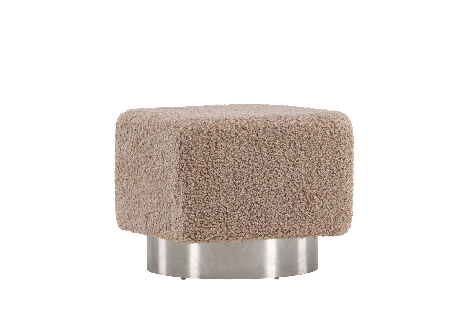 Venture Home Newton Ottoman/Pouf - Silver / Dark Grey Teddy - vivahabitat.com