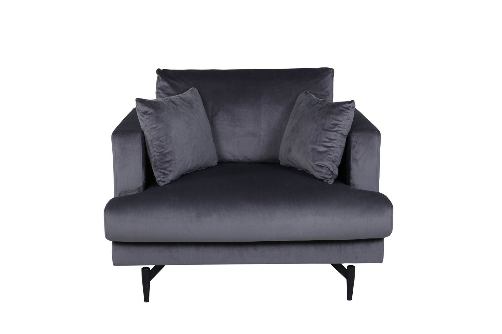 Venture Home Sofia Single Sofa - Black / Dark Grey Velvet - vivahabitat.com