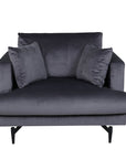 Venture Home Sofia Single Sofa - Black / Dark Grey Velvet - vivahabitat.com