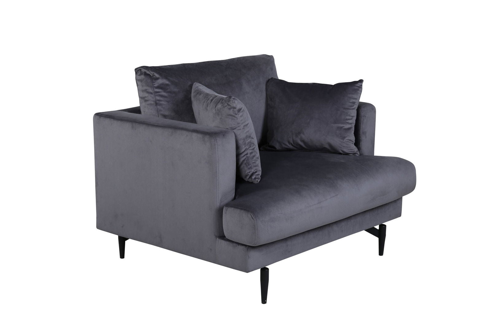 Venture Home Sofia Single Sofa - Black / Dark Grey Velvet - vivahabitat.com