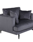 Venture Home Sofia Single Sofa - Black / Dark Grey Velvet - vivahabitat.com