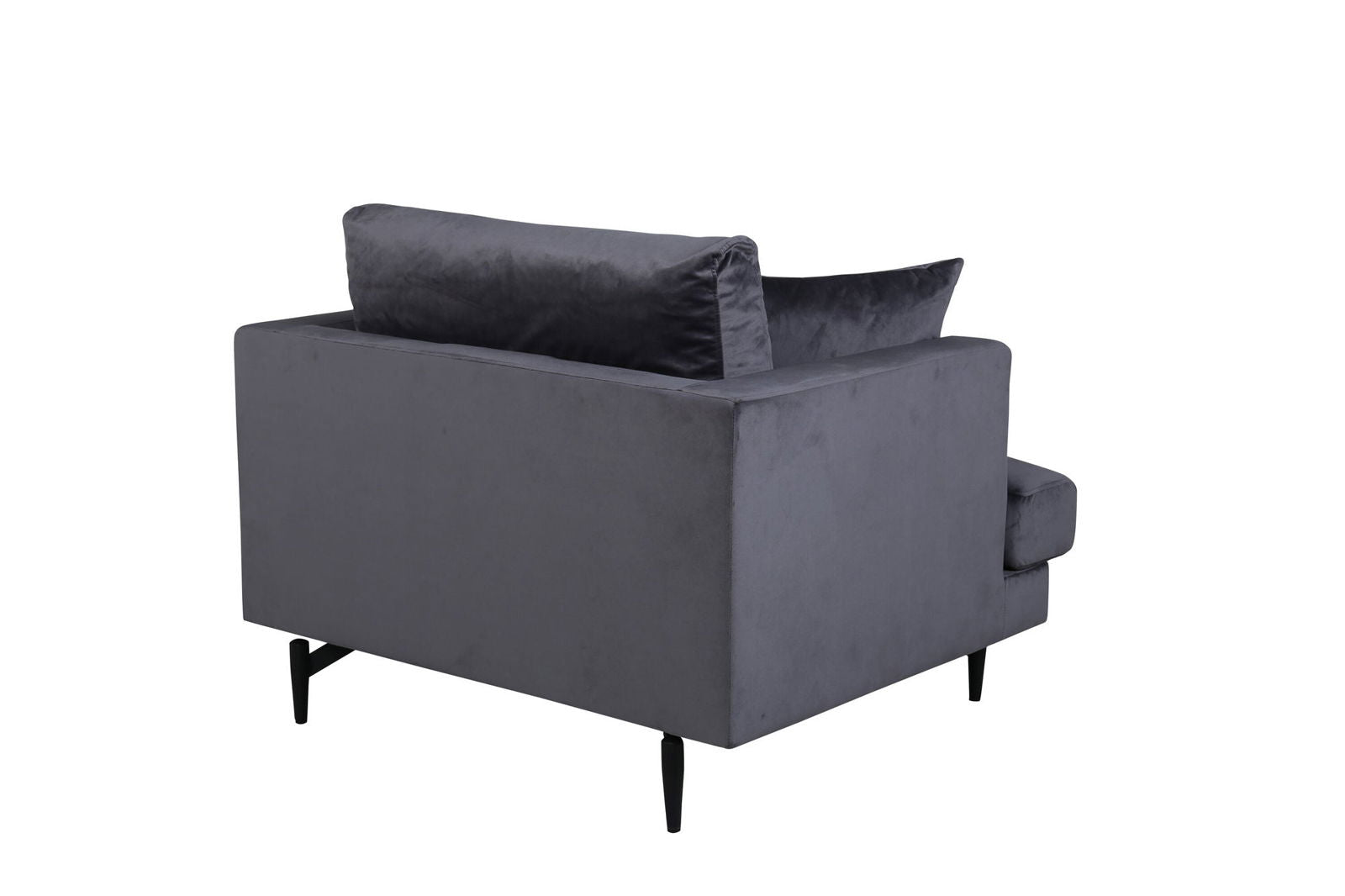 Venture Home Sofia Single Sofa - Black / Dark Grey Velvet - vivahabitat.com