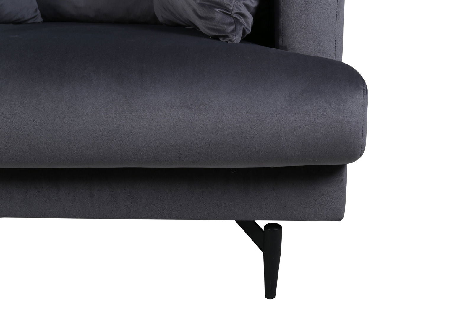 Venture Home Sofia Single Sofa - Black / Dark Grey Velvet - vivahabitat.com