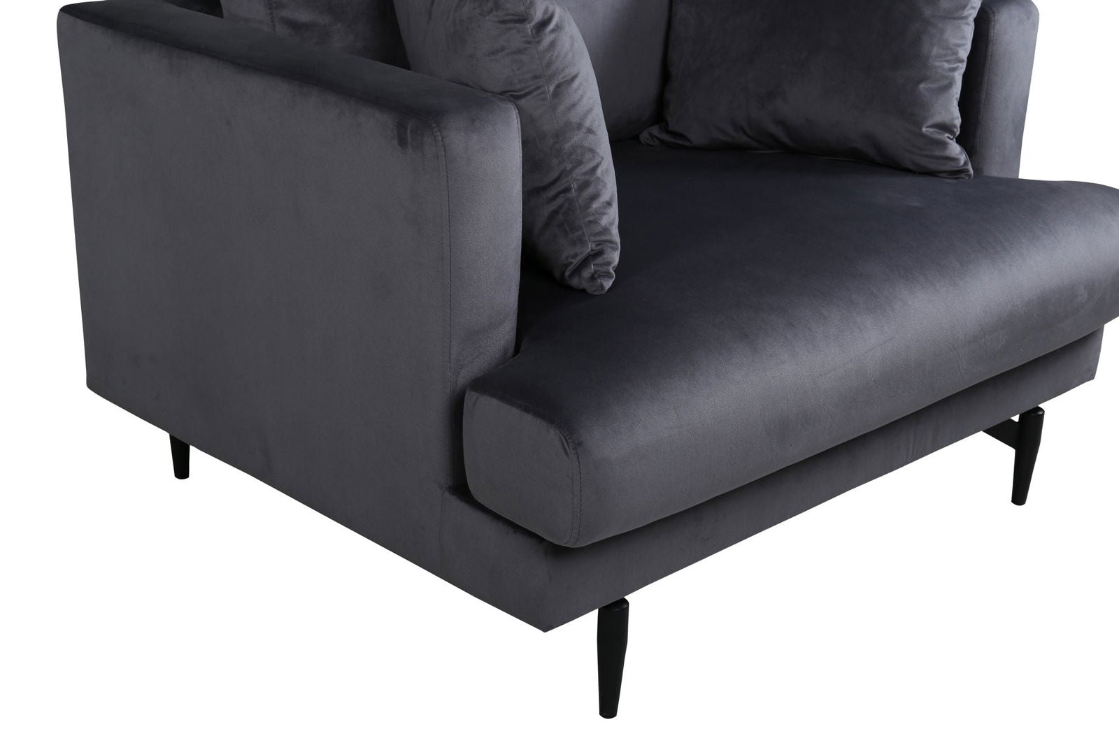 Venture Home Sofia Single Sofa - Black / Dark Grey Velvet - vivahabitat.com