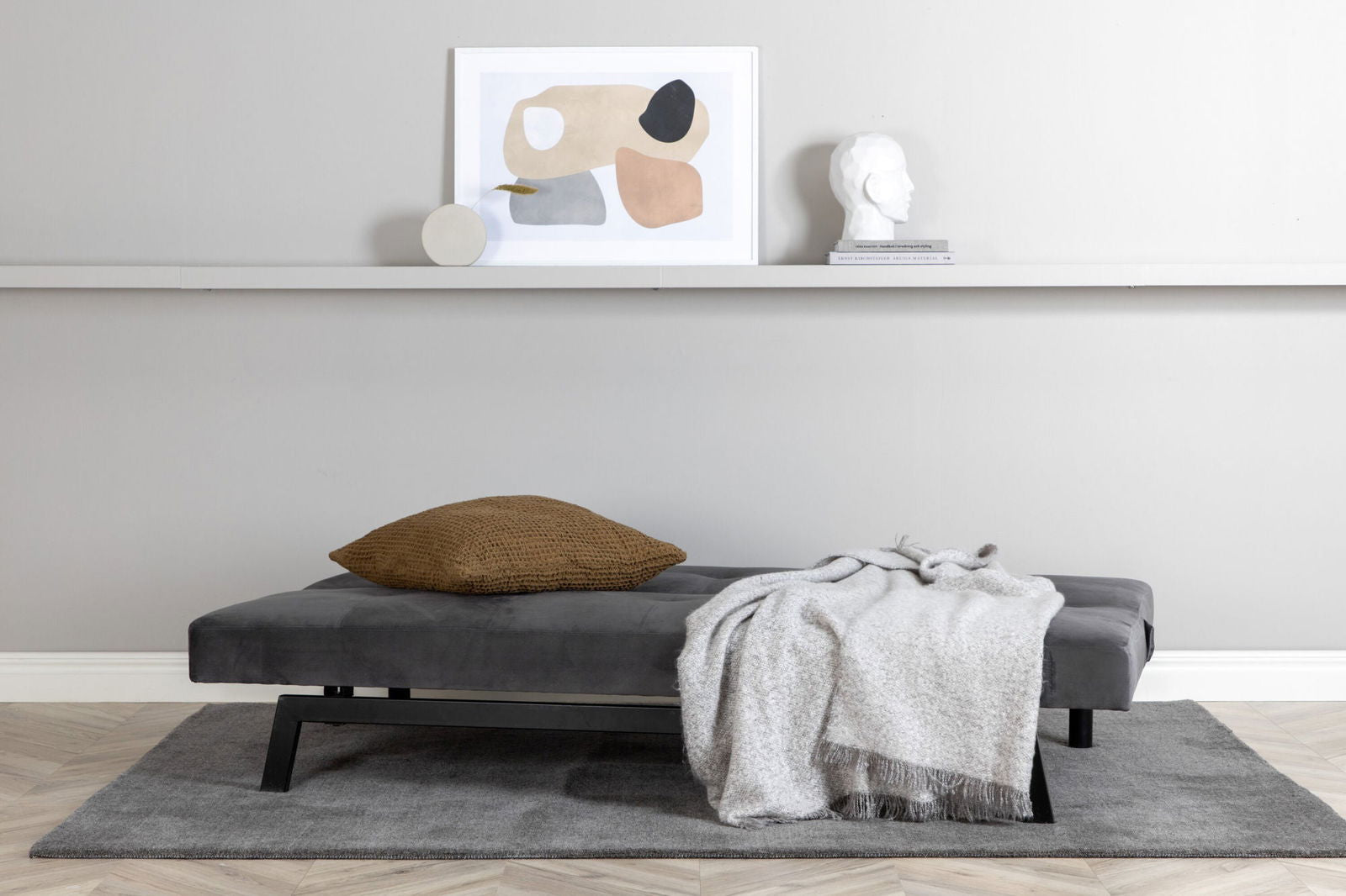 Venture Home Bodil Sofabed - Black / Dark Grey Velvet - vivahabitat.com