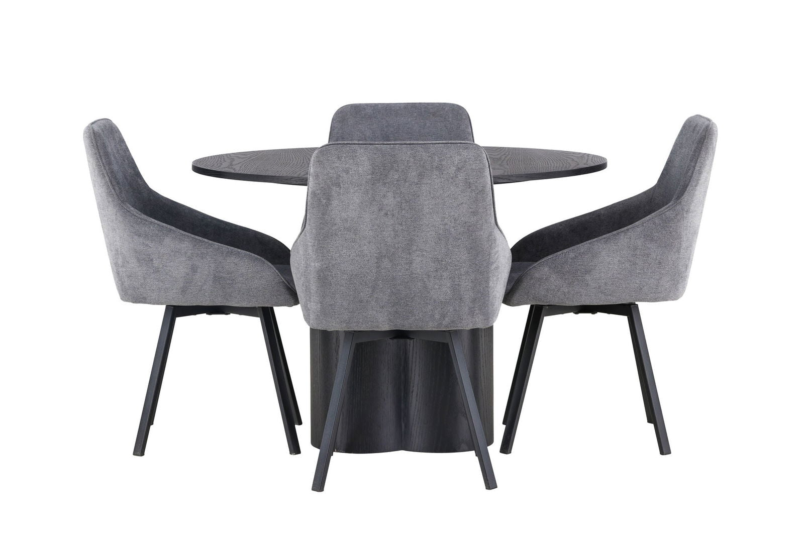 Venture Home Olivia Dining Table - Black / Black Veneer +Rosie Dining Chair - Black / Dark grey Fabric _4 - vivahabitat.com