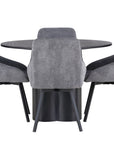 Venture Home Olivia Dining Table - Black / Black Veneer +Rosie Dining Chair - Black / Dark grey Fabric _4 - vivahabitat.com