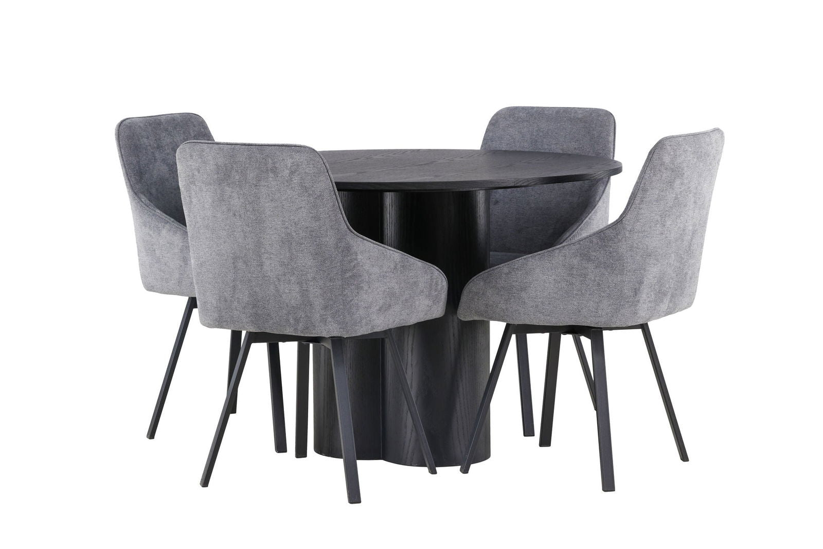 Venture Home Olivia Dining Table - Black / Black Veneer +Rosie Dining Chair - Black / Dark grey Fabric _4 - vivahabitat.com