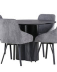 Venture Home Olivia Dining Table - Black / Black Veneer +Rosie Dining Chair - Black / Dark grey Fabric _4 - vivahabitat.com