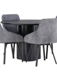 Venture Home Olivia Dining Table - Black / Black Veneer +Rosie Dining Chair - Black / Dark grey Fabric _4 - vivahabitat.com