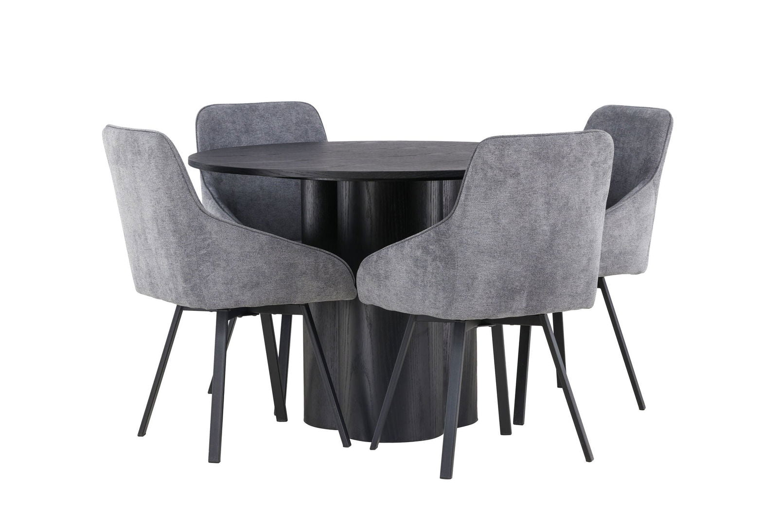 Venture Home Olivia Dining Table - Black / Black Veneer +Rosie Dining Chair - Black / Dark grey Fabric _4 - vivahabitat.com